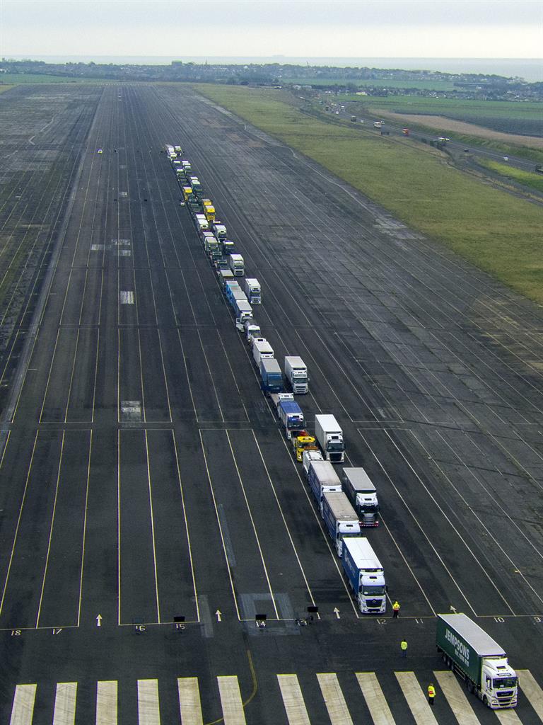 Line them up: Scenes from the Manston Airport trial this morning