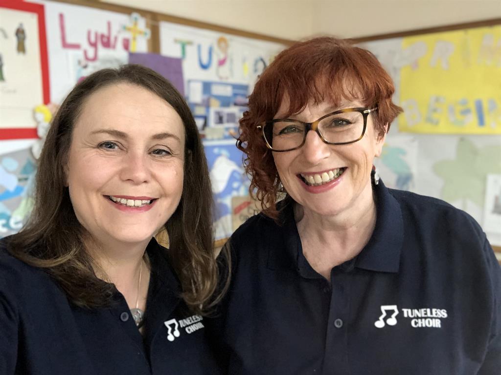 Voicing an idea: Nadine Cooper (left) and Bernie Bracha who have set up the network of Tuneless Choirs PICTURES: SWNS