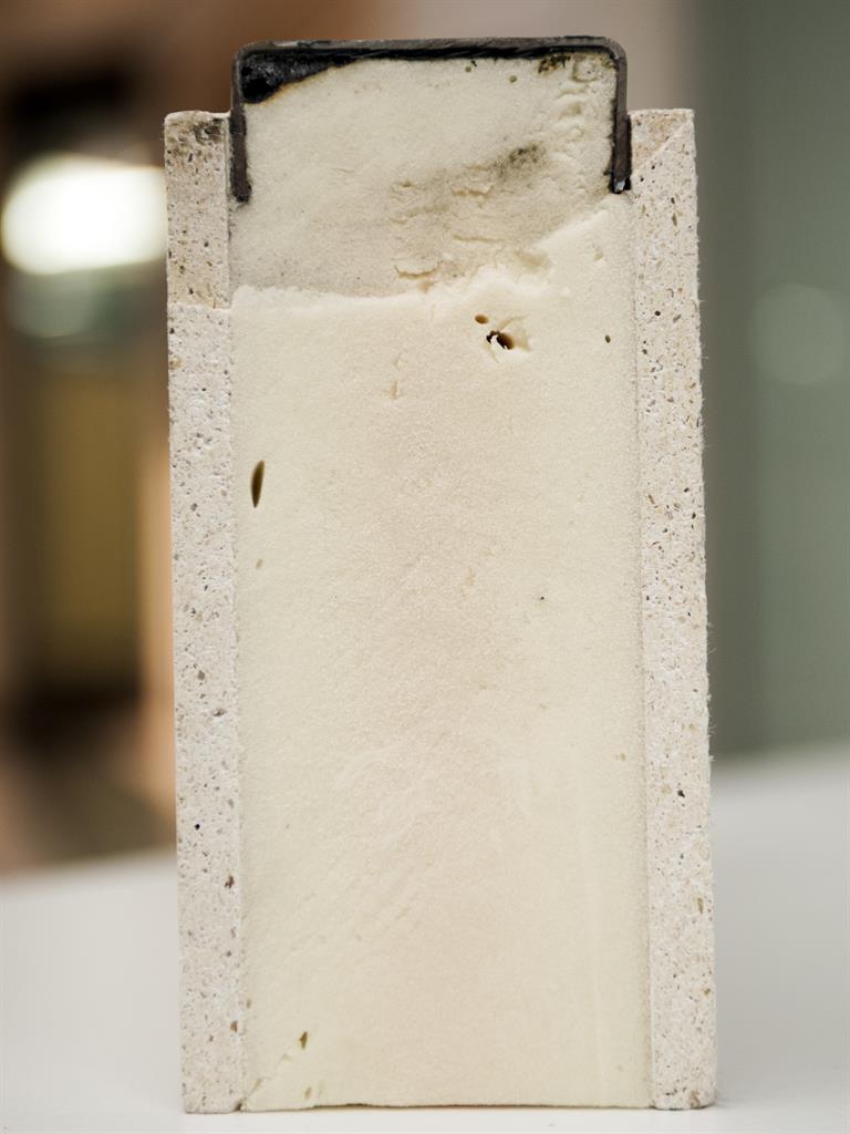 Higher than normal soundproofing: A cutaway of the wall