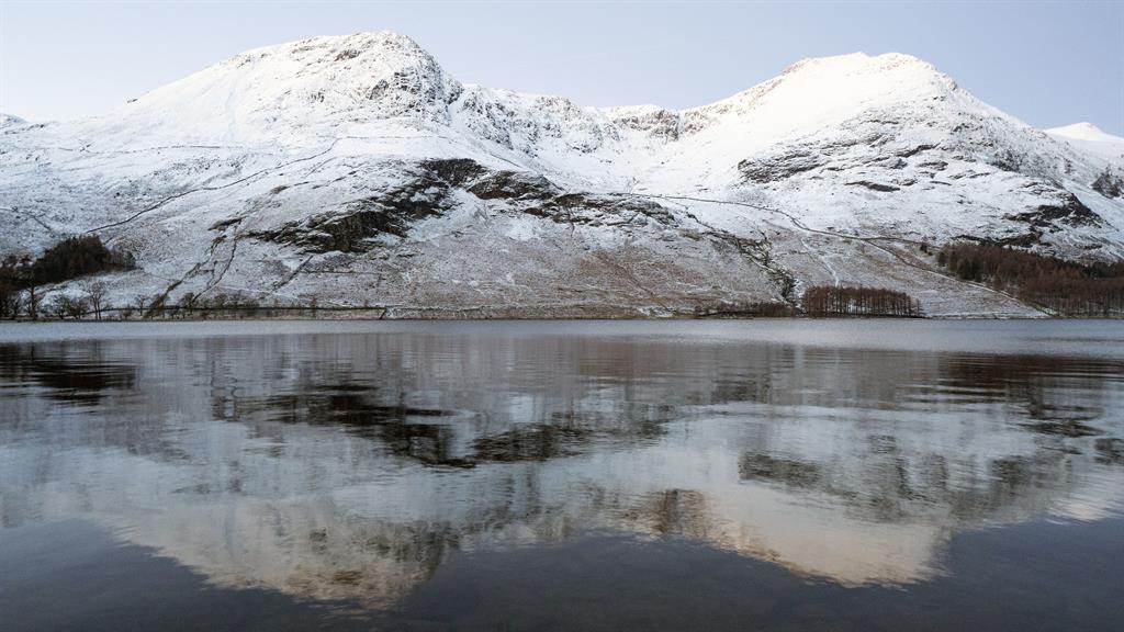 Head for the chills: Snow on the hills around Buttermere in the Lake District, Cumbria
