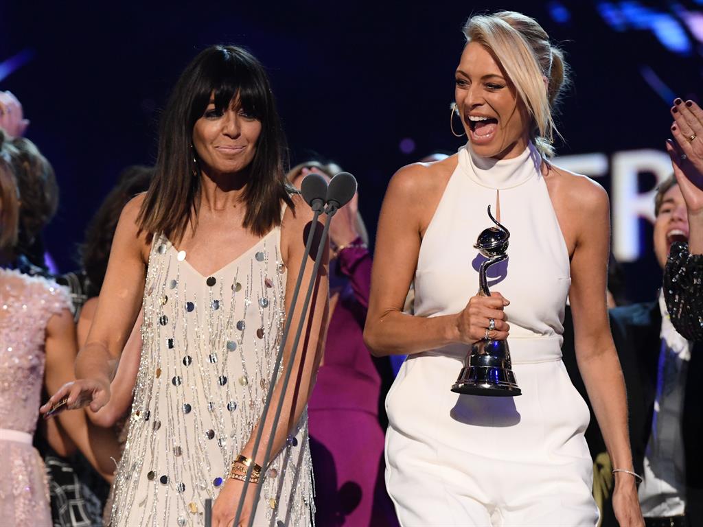 Winning: Claudia Winkleman and Tess Daly collect the best talent show award at the NTAs in January PICTURES: REX/PA