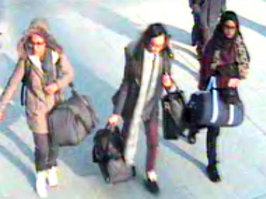 Teenagers: Amira Abase, Kadiza Sultana and Shamima Begum head for Turkey PICTURE: PA