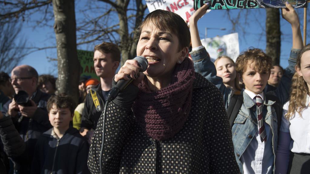Time for change: Green party MP Caroline Lucas speaks to students at their rally in Brighton