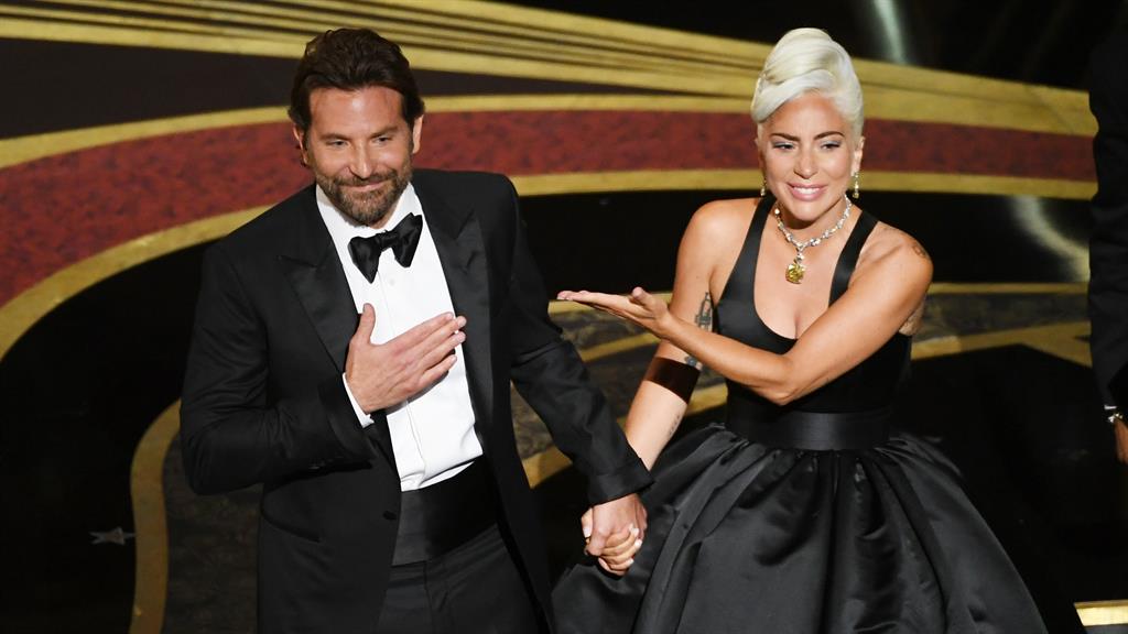 Singing its praises: Bradley Cooper and Lady Gaga performed best original song Shallow from their movie A Star Is Born