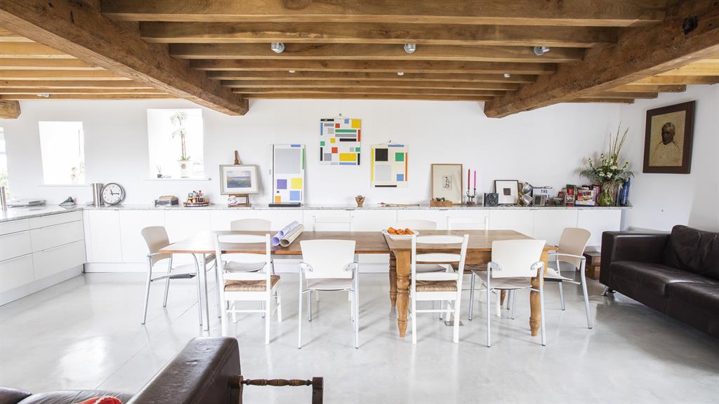 Splash of colour: In the open-plan living area and a bedroom, below