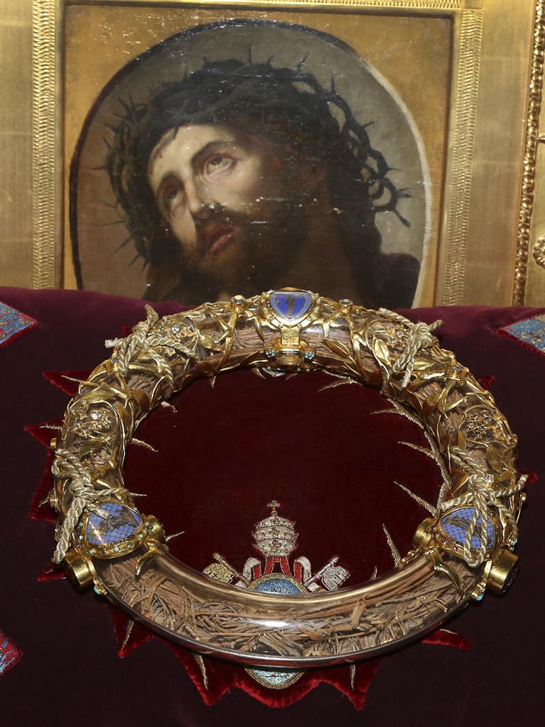Rescued: The mayor of Paris has confirmed that the Crown Of Thorns (pictured), the tunic of St Louis and many other major artefacts are now in a safe place