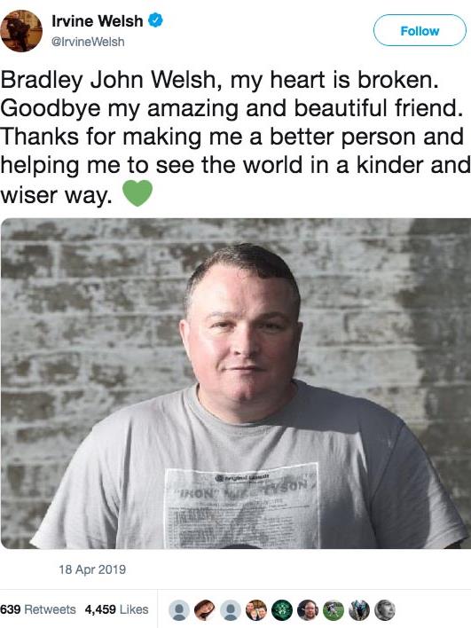 Paying respect: Irvine Welsh's social media post PICTURE: TWITTER