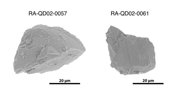 Original morphology of the two studied Itokawa particles PICTURE: JAPAN AEROSPACE EXPLORATION AGENCY (JAXA) EDITED BY Z JIN