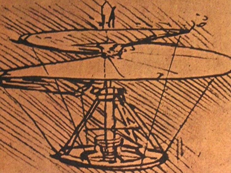 Leonardo da Vinci’s design for a helicopter, late 15th or early 16th century