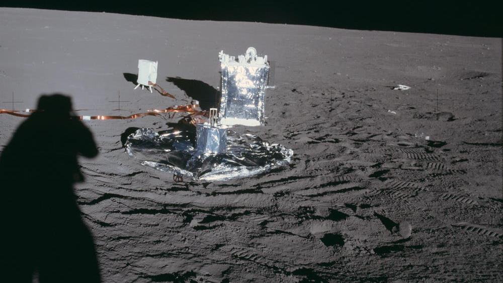The seismometer deployed on the moon by Apollo 14 (nearest of the three instruments) PICTURE: NASA