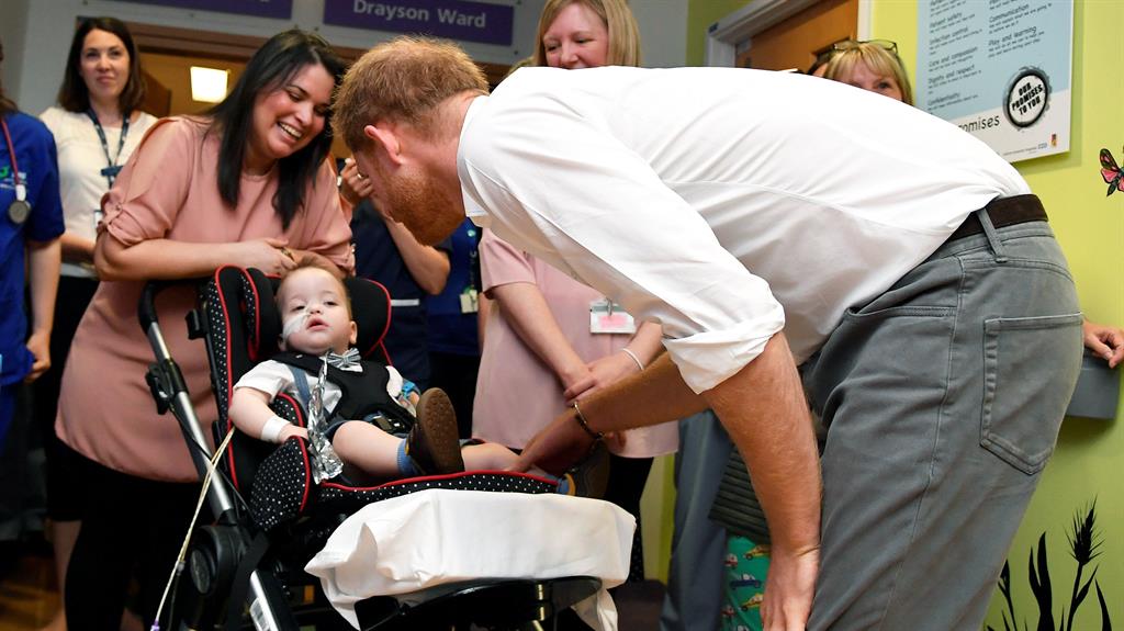 Hospital visit: Harry paid a visit to Oxford Children's Hospital, at the John Radcliffe hospital site in Oxford PICTURE: PA