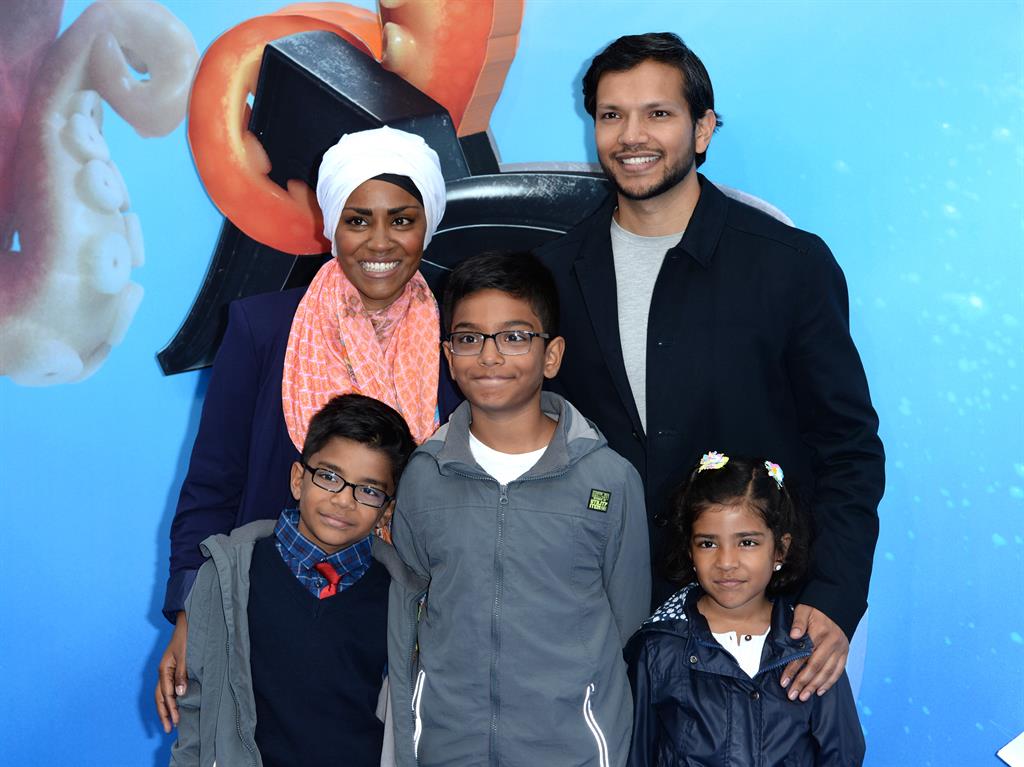 Support: Nadiya pictured with husband Abdal and their three children PICTURE: GETTY