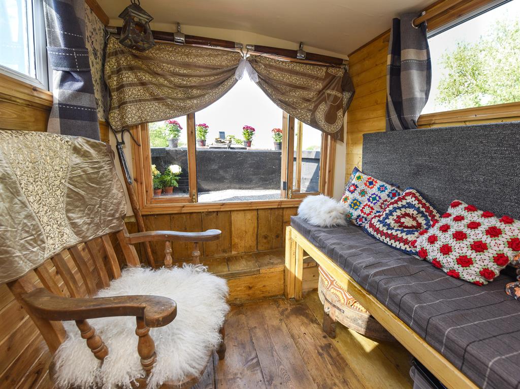 Living the dream: The living area Billy created using his carpentry skills