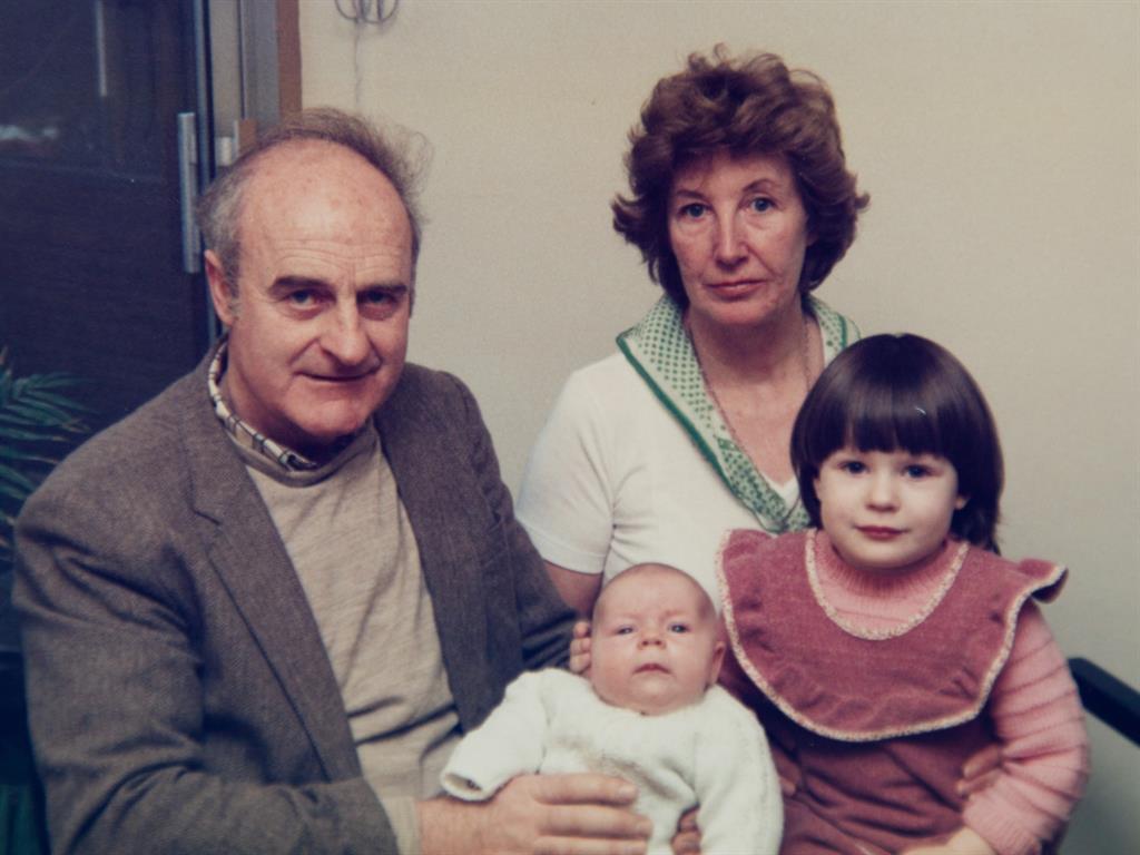 Family man: Audrey with Glyn and their two children in the 1980s