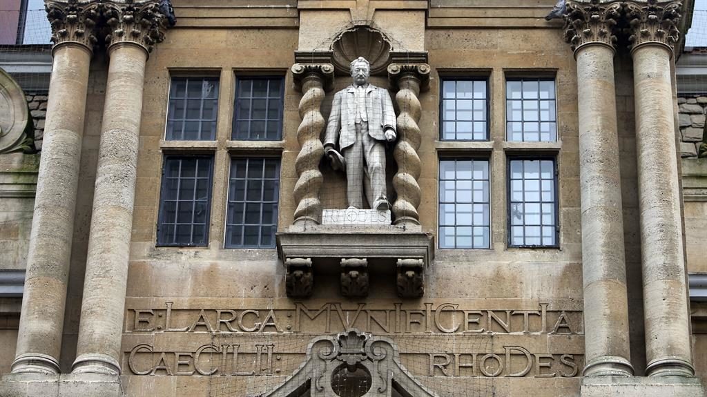 Statue of Cecil Rhodes, Oriel College, Oxford PICTURE: STEVE PARSONS/PA ARCHIVE/PA IMAGES Statue of Cecil Rhodes, Oriel College, Oxford PICTURE: STEVE PARSONS/PA ARCHIVE/PA IMAGES