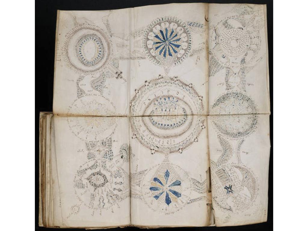 Some pages of the manuscript fold out to reveal large mysterious diagrams PICTURES: BEINECKE RARE BOOK & MANUSCRIPT LIBRARY