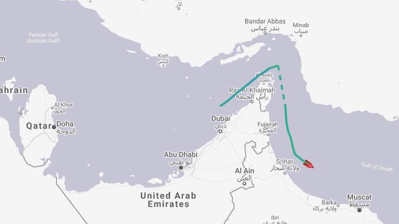 Coast to coast: The route of the oil tanker British Heritage through the Straits of Hormuz PICTURE: PA