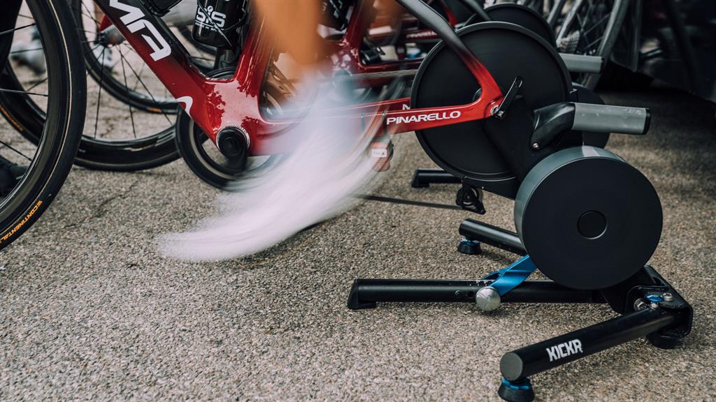 Right gear: Wahoo’s KICKR smart trainer and (below) the cobbled climb of the Muur van Geraardsbergen