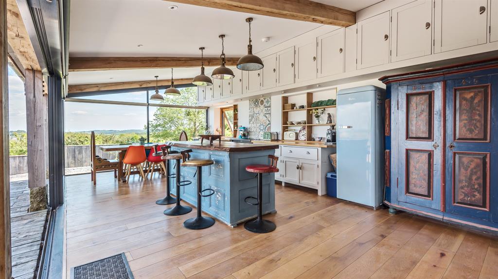 Wooden heart: The kitchen’s oak beams and engineered oak flooring