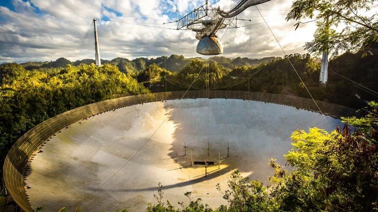 Broadcast: The radio telescope dish at Arecibo national observatory in Puerto Rico PICTURE: PHOTO SPIRIT/SHUTTERSTOCK