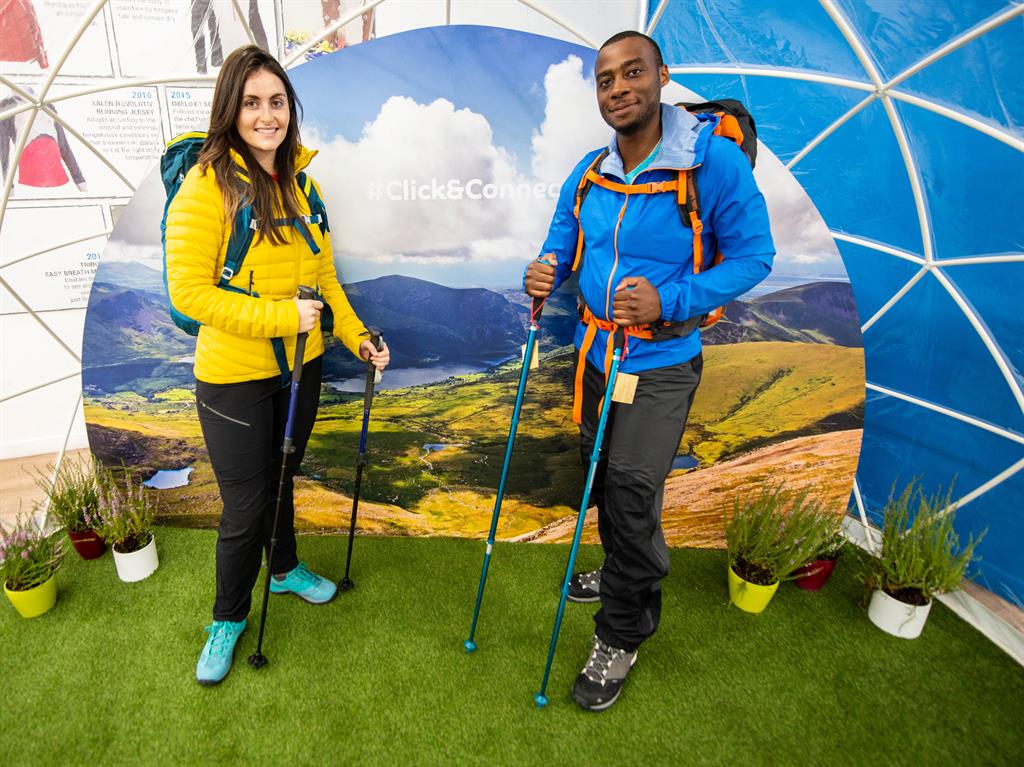Preparation is snow joke: Two shoppers test outdoor gear in Decathlon’s microclimate pod PICTURE: SWNS