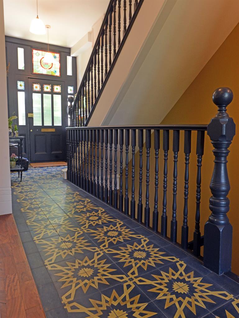 Snazzy: The hallway’s dramatic floor