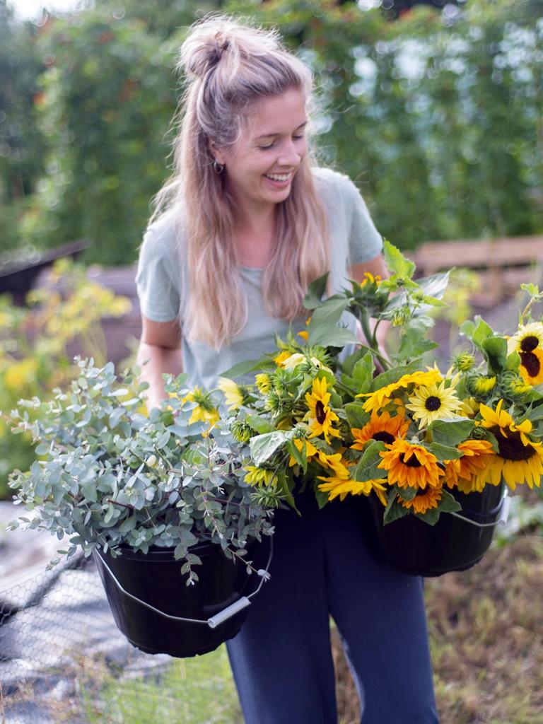 Take your pick: A variety of colourful blooms were used for their nuptials