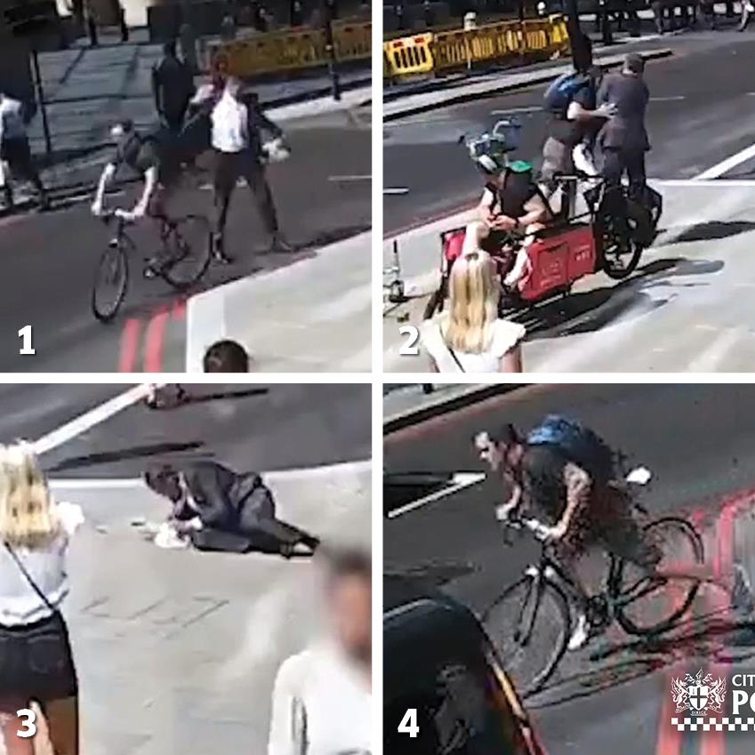 Cyclist runs red light then headbutts the pedestrian he almost hit