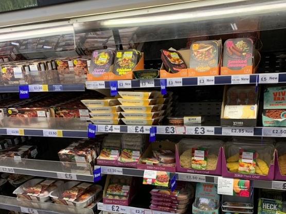 Plant plan: Vegan choices next to meat PICTURE: JOHN LUCAS/TWITTER