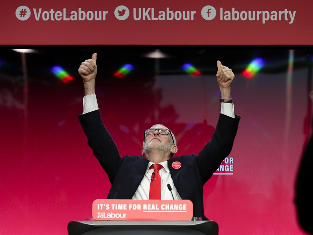 Moment of truth: Jeremy Corbyn at launch of party’s manifesto PICTURE: AP