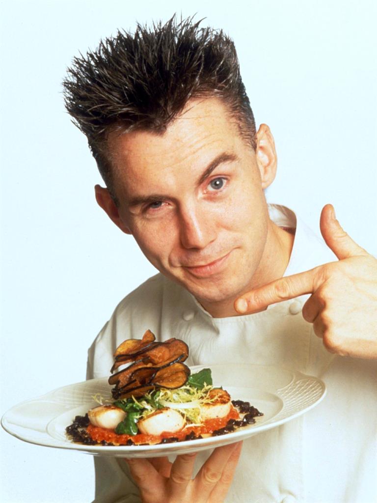Rock 'n' roll chef: The star pictured in 1995 with his trademark spiky hairstyle PICTURE: GETTY