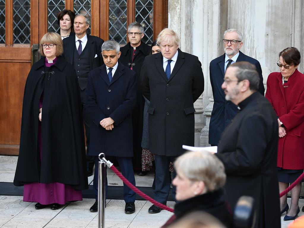 Respect: The Mayor of London Sadiq Khan (left), Boris Johnson (centre) and Labour leader Jeremy Corbyn (right)