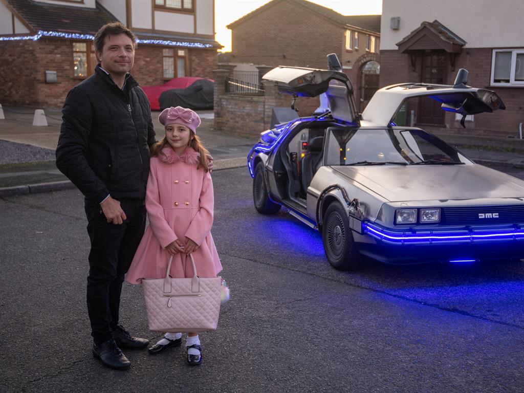 Daddy cool: James with daughter Daisy, 8, who is a fan of the car