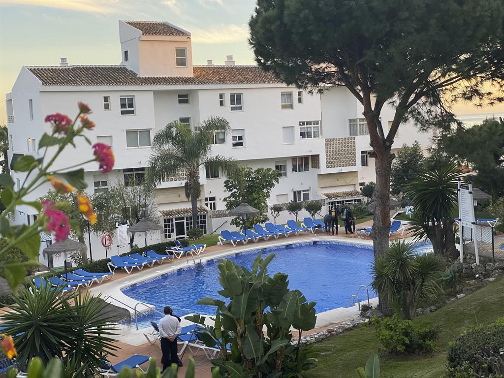Scene of tragedy: The swimming pool at Club La Costa World holiday resort PICTURE: AP