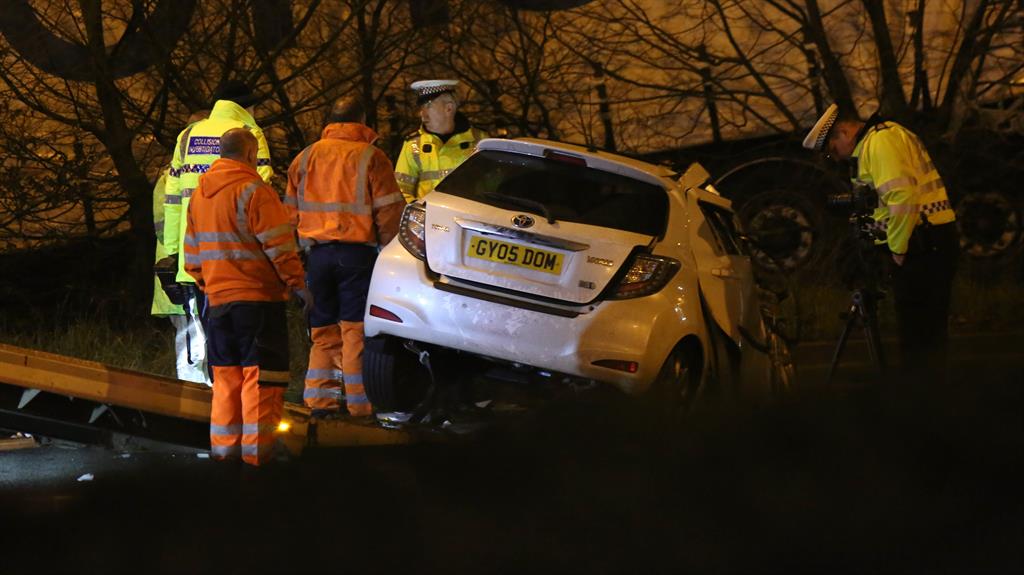 Wrecked: The crew’s Toyota Yaris car