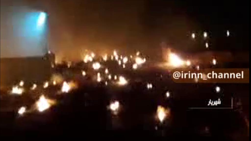 Screengrab: An image obtained from Iranian State TV IRIB shows burning debris shortly after the plane came down PICTURE: GETTY