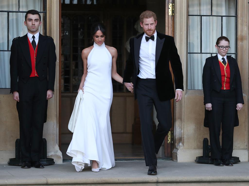 Starting out: The couple's engagement photos and wedding reception both took place at Frogmore Cottage on the Windsor estate PICTURE: PA