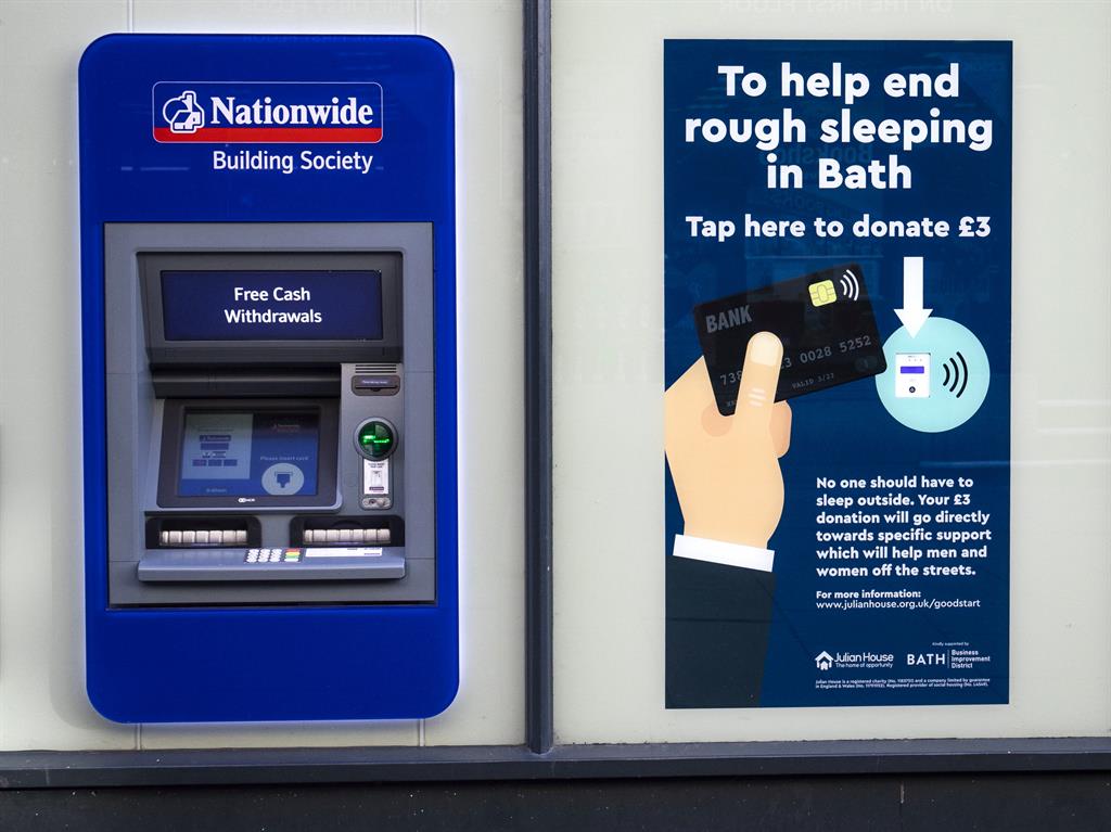 Give on the go: Each simple tap donates £3 directly to homeless people in the area
