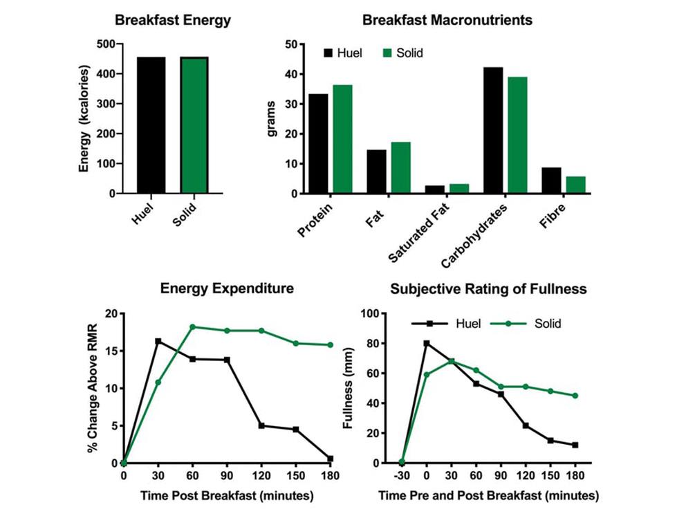 Breakfast: Energy and macronutrient of comparison, calories burned and fullness after both meals PICTURE: BERNADETTE MOORE, AUTHOR PROVIDED
