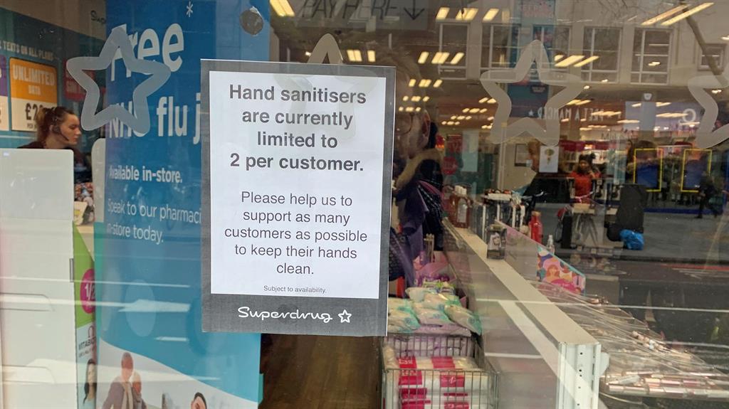 Cleared out: Shops are reporting a shortage of antibacterial hand sanitizer