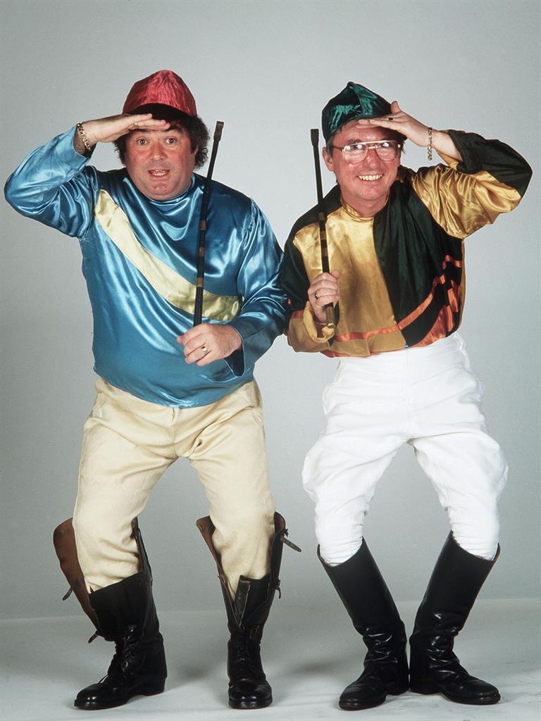Horsing about: Little and Large in costume in 1984