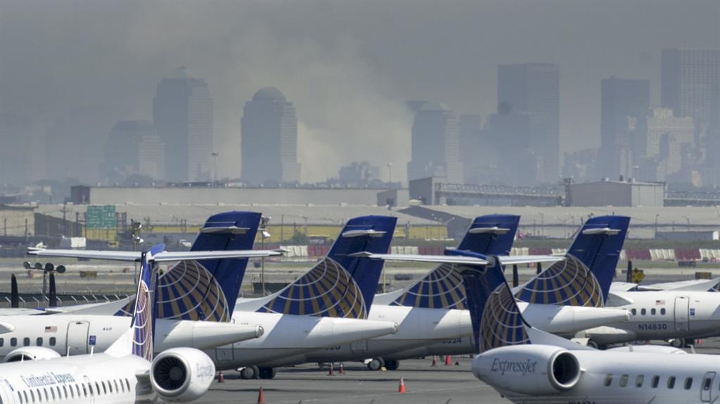 Aeroplanes sit idle at Newark Airport, US, on September 12, 2001 PICTURE: TANNEN MAURY/EPA