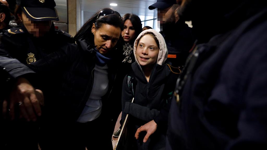 Greta Thunberg arrives at Chamartin Railway Station, Madrid, Spain, on December 6, 2019 PICTURE: DAVID FERNANDEZ/EPA-EFE