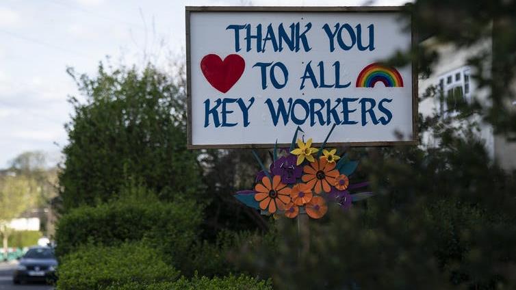 Grateful: Outside a house in Herne Hill, south London PICTURE: WILL OLIVER/EPA-EFE