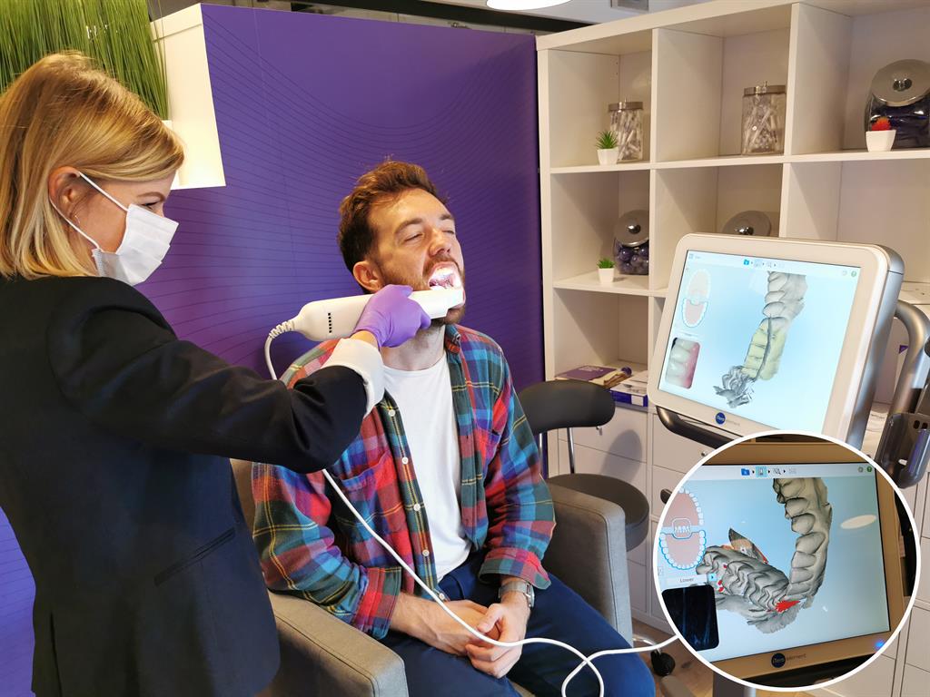 Put things straight: Smile Direct Club (above), the Waterpik electric water flosser and the Y-Brush (below)