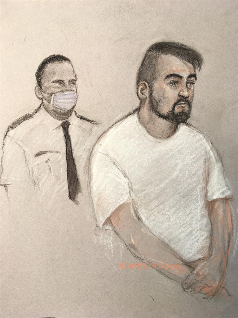 Sentenced: Andrew Banks sketched in court this morning PICTURE: ELIZABETH COOK/PA