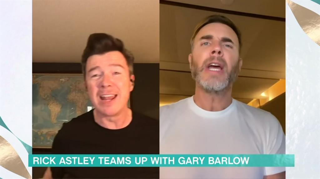 Duet: Rick performing Together Forever online with Gary Barlow PICTURE: ITV/REX