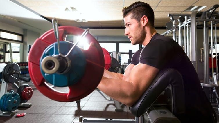 Harm: Resistance exercises, like bicep curls, damage muscle fibres more PICTURE: LUNAMARINA/SHUTTERSTOCK