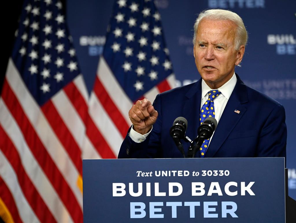 Opponent: Joe Biden is leading the race to stop Mr Trump being re-elected