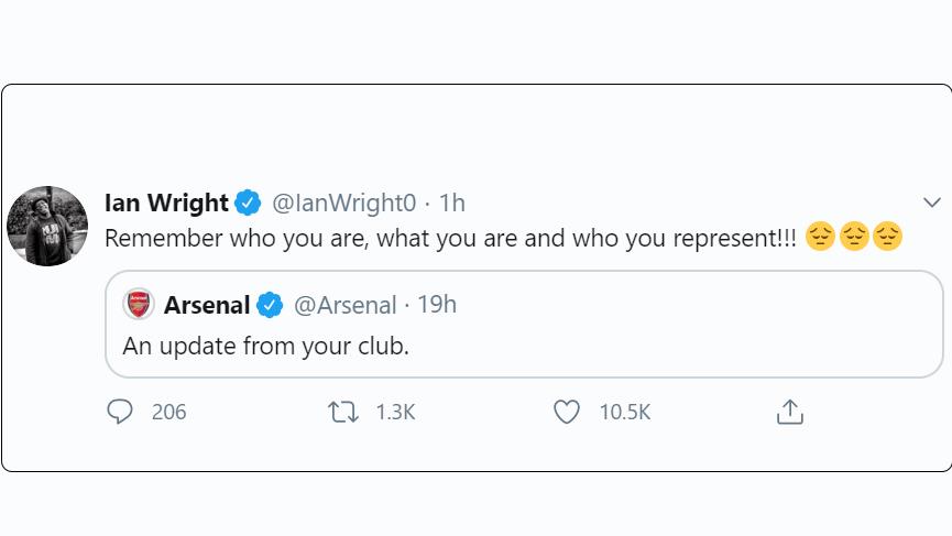Not al-Wright: The former top-scorer for Arsenal expressed his views on Twitter